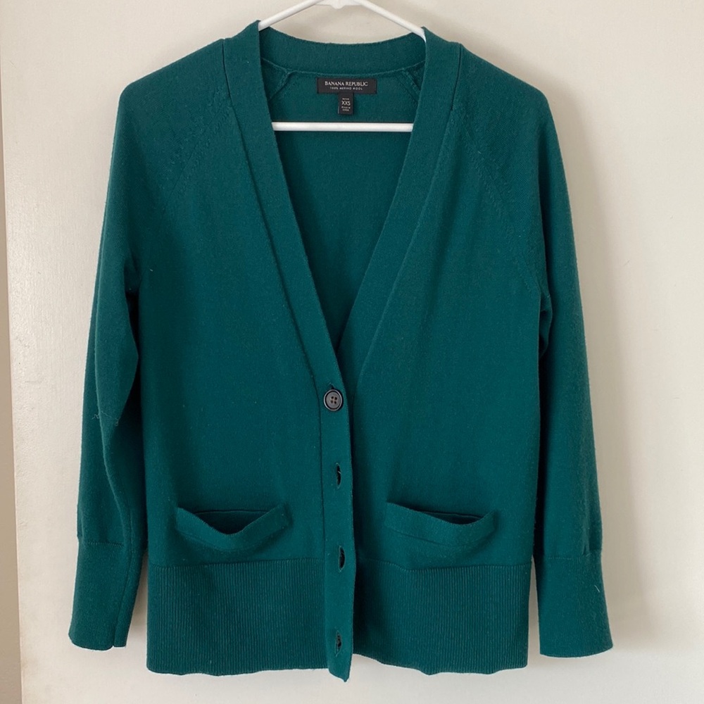 Dark green Merino wool Banana Republic Cardigan